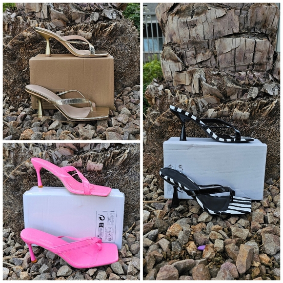 3 Pairs Of High heel cross toe sandals - Picture 4 of 6
